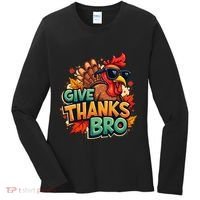 Give Thanks Bro Cute Turkey Thankful Thanksgiving Women's Long Sleeve Shirt thumb 0