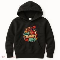 Give Thanks Bro Cute Turkey Thankful Thanksgiving Kids Hoodie thumb 0