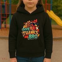 Give Thanks Bro Cute Turkey Thankful Thanksgiving Kids Hoodie thumb 3