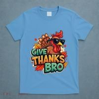 Give Thanks Bro Cute Turkey Thankful Thanksgiving T-Shirt thumb 4