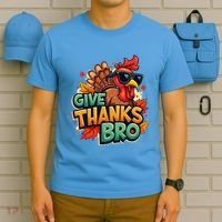 Give Thanks Bro Cute Turkey Thankful Thanksgiving T-Shirt thumb 5