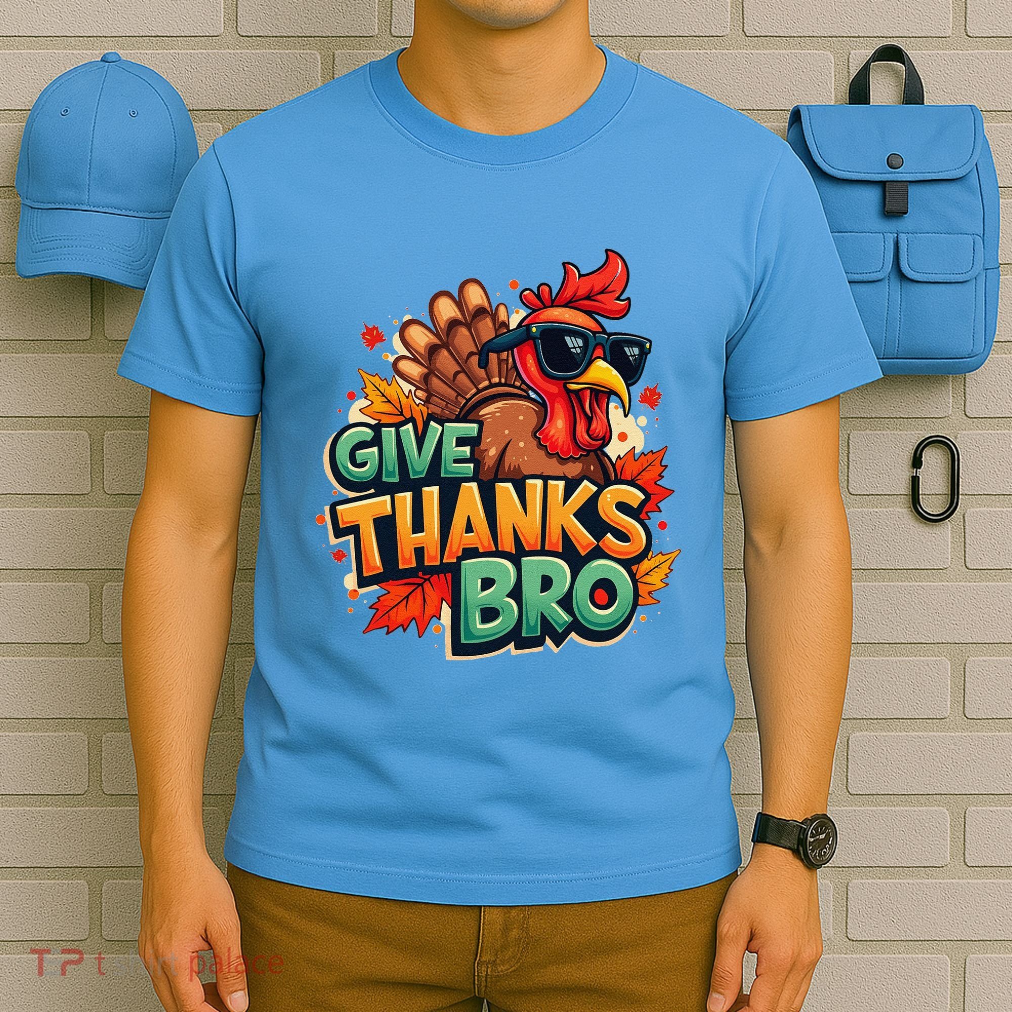 Give Thanks Bro Cute Turkey Thankful Thanksgiving T-Shirt