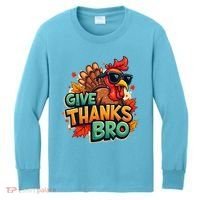 Give Thanks Bro Cute Turkey Thankful Thanksgiving Kids Long Sleeve Shirt thumb 0