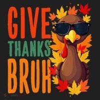 Give Thanks Bruh Funny Thanksgiving Turkey Thankful Bruh Gift Women's Sweatshirt thumb 2