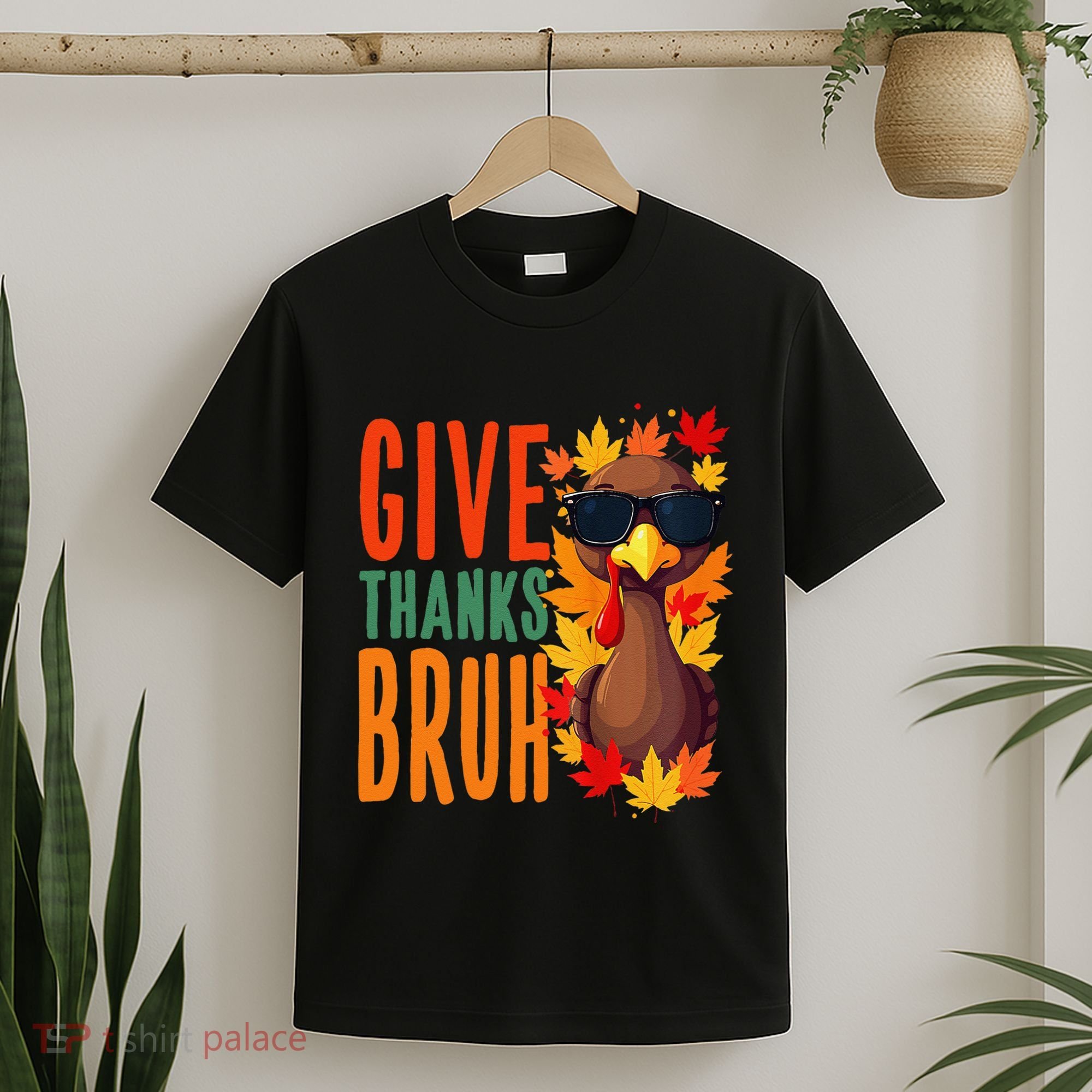 Give Thanks Bruh Funny Thanksgiving Turkey Thankful Bruh Gift T-Shirt