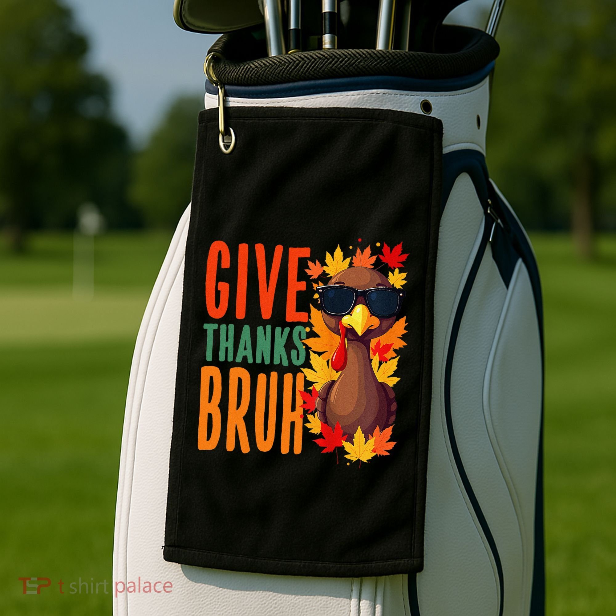 Give Thanks Bruh Funny Thanksgiving Turkey Thankful Bruh Gift Golf Towel