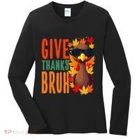 Give Thanks Bruh Funny Thanksgiving Turkey Thankful Bruh Gift Women's Long Sleeve Shirt thumb 0