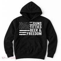Guns Titties Beer & Freedom Funny Drinking USA Flag Hoodie thumb 0