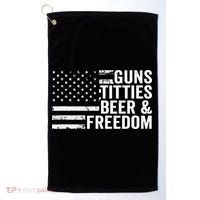 Guns Titties Beer & Freedom Funny Drinking USA Flag Golf Towel thumb 0