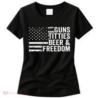 Guns Titties Beer & Freedom Funny Drinking USA Flag Women's T-Shirt thumb 0