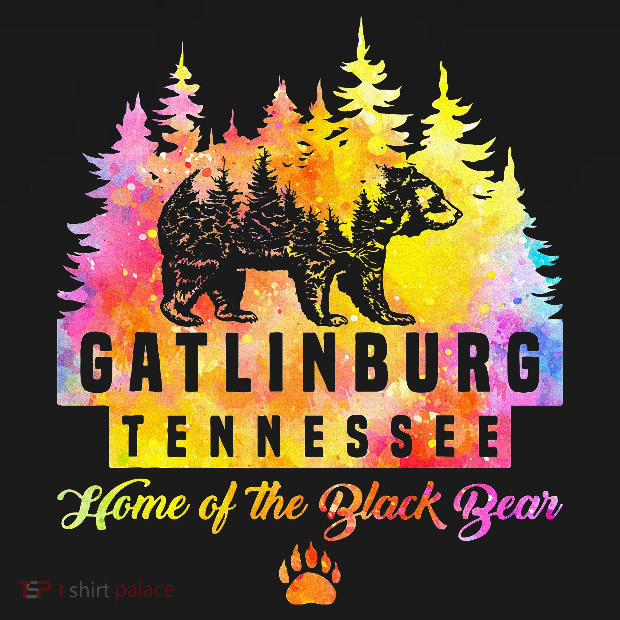 Gatlinburg Tennessee Bear Great Smoky Mountains Tie Dye T-Shirt