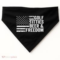 Golf Titties Beer Freedom Funny Golfer Joke Ing Cool Gift USA-Made Doggie Bandana thumb 0