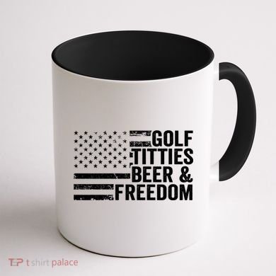 Golf Titties Beer Freedom Funny Golfer Joke Ing Cool Gift Coffee Mug back