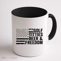 Golf Titties Beer Freedom Funny Golfer Joke Ing Cool Gift Coffee Mug thumb 1