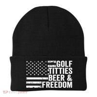 Golf Titties Beer Freedom Funny Golfer Joke Ing Cool Gift Beanie thumb 0
