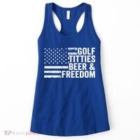 Golf Titties Beer Freedom Funny Golfer Joke Ing Cool Gift Women's Tank Top thumb 0