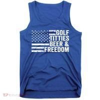 Golf Titties Beer Freedom Funny Golfer Joke Ing Cool Gift Tank Top thumb 0