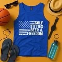 Golf Titties Beer Freedom Funny Golfer Joke Ing Cool Gift Tank Top thumb 4