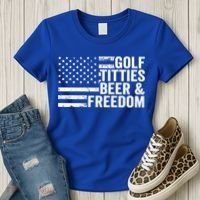 Golf Titties Beer Freedom Funny Golfer Joke Ing Cool Gift Women's T-Shirt thumb 3