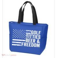 Golf Titties Beer Freedom Funny Golfer Joke Ing Cool Gift Tote Bag thumb 3