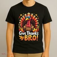 Give Thanks Bro Cute Turkey Thankful Thanksgiving T-Shirt thumb 3