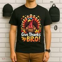 Give Thanks Bro Cute Turkey Thankful Thanksgiving T-Shirt thumb 6