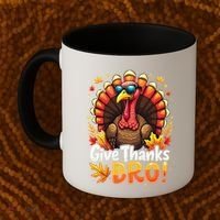 Give Thanks Bro Cute Turkey Thankful Thanksgiving Coffee Mug thumb 2