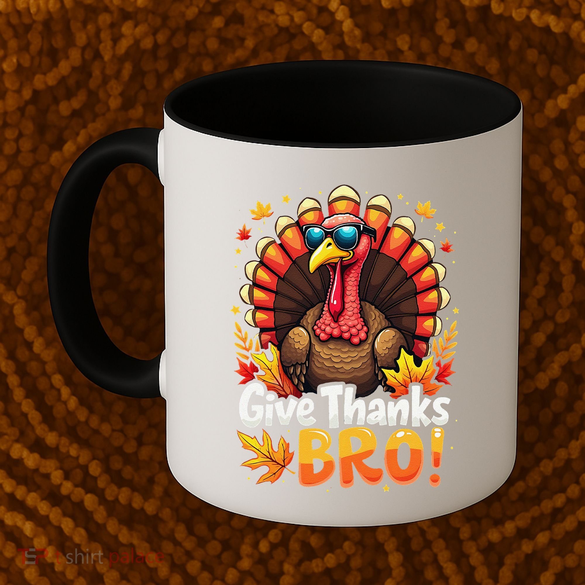 Give Thanks Bro Cute Turkey Thankful Thanksgiving Coffee Mug