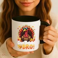 Give Thanks Bro Cute Turkey Thankful Thanksgiving Coffee Mug thumb 3