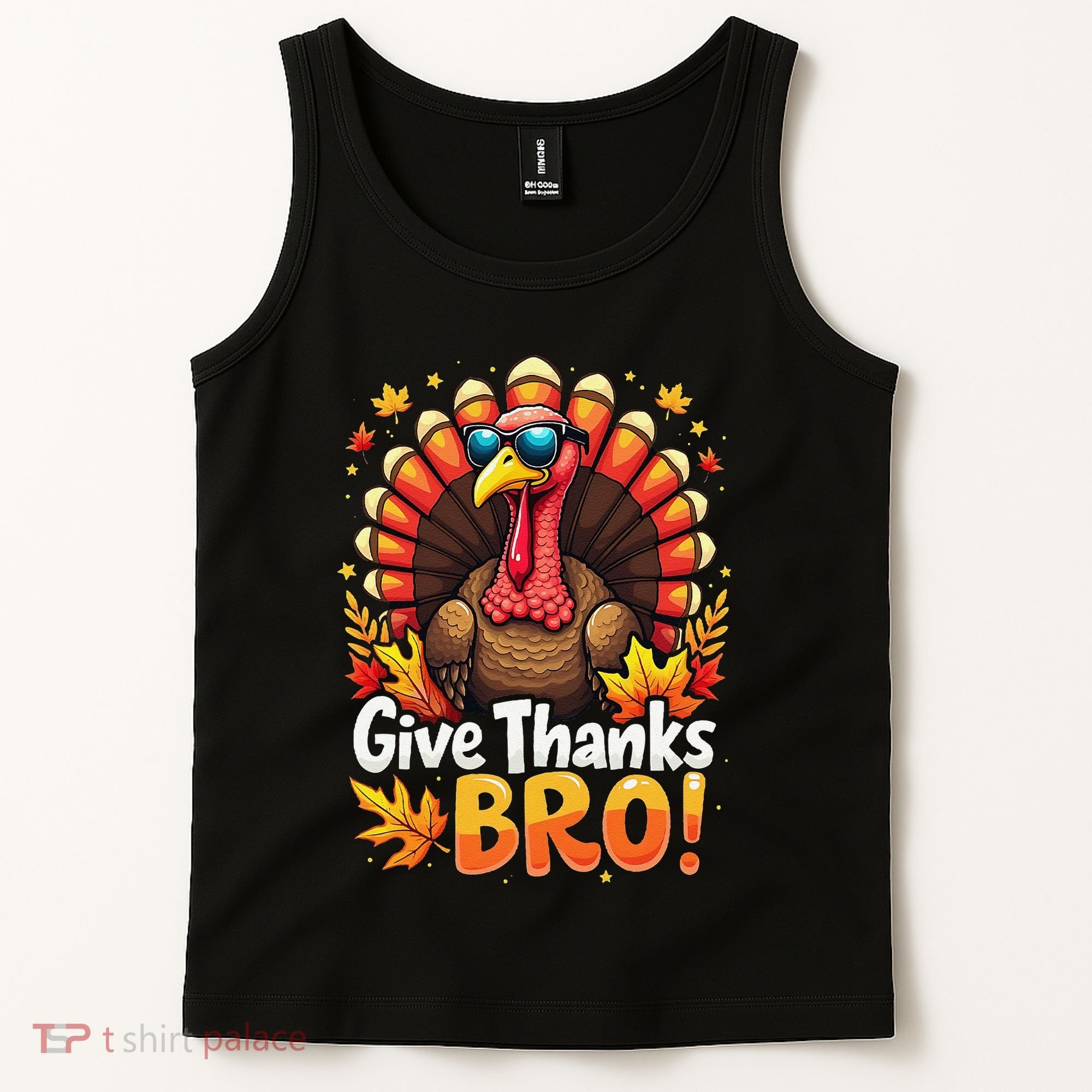 Give Thanks Bro Cute Turkey Thankful Thanksgiving Tank Top