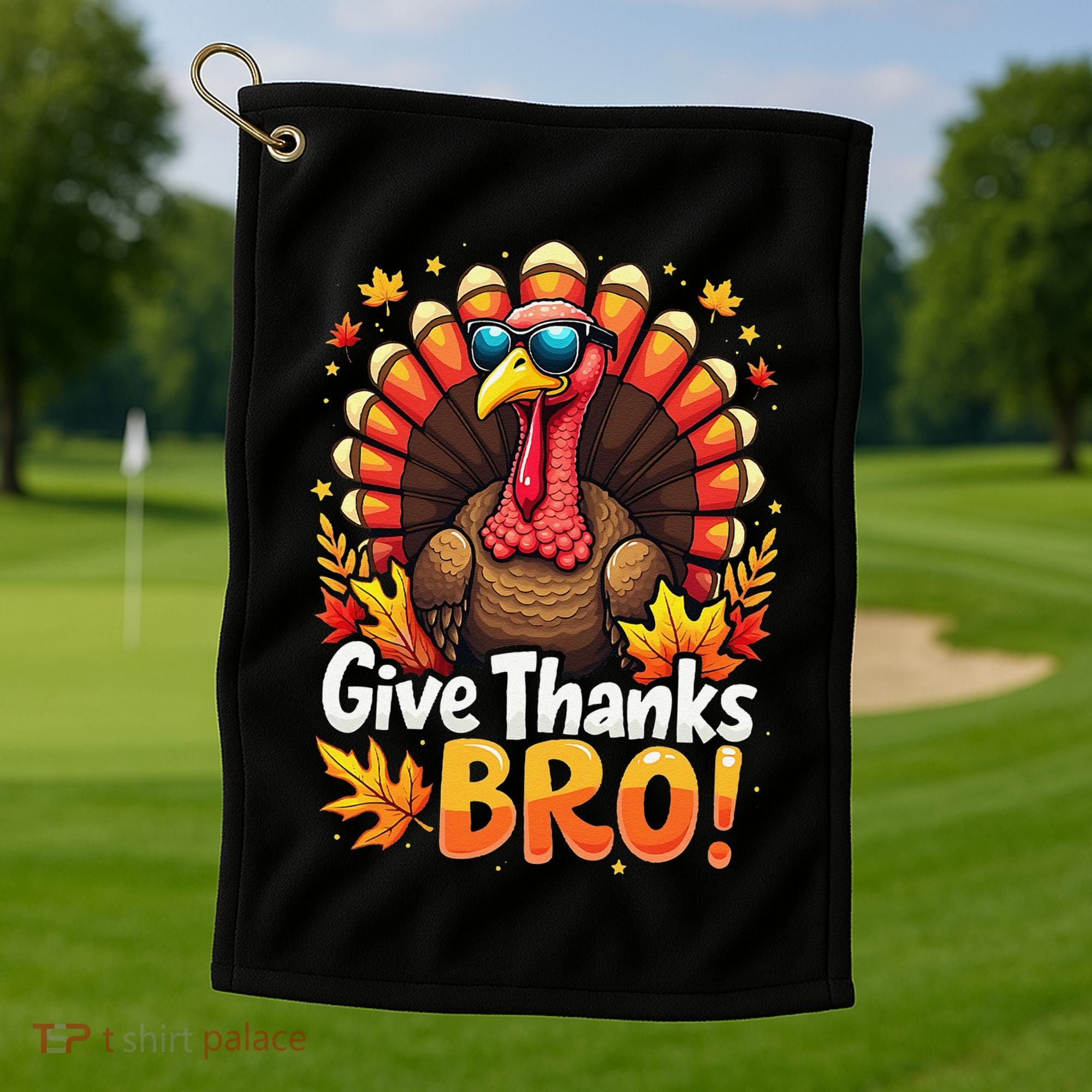 Give Thanks Bro Cute Turkey Thankful Thanksgiving Golf Towel