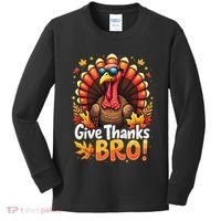 Give Thanks Bro Cute Turkey Thankful Thanksgiving Kids Long Sleeve Shirt thumb 0