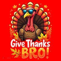 Give Thanks Bro Cute Turkey Thankful Thanksgiving Santa Hat thumb 1