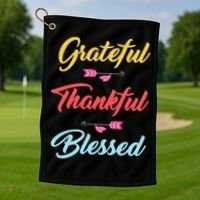 Grateful Thankful Blessed Golf Towel thumb 1