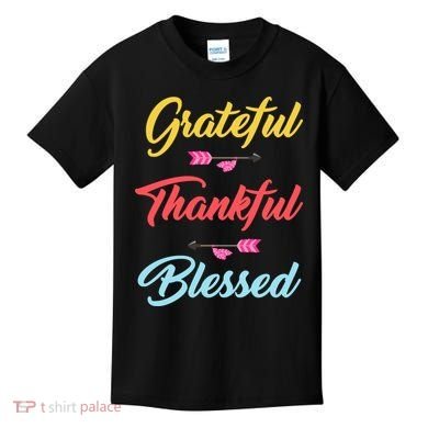 Grateful Thankful Blessed Kids T-Shirt
