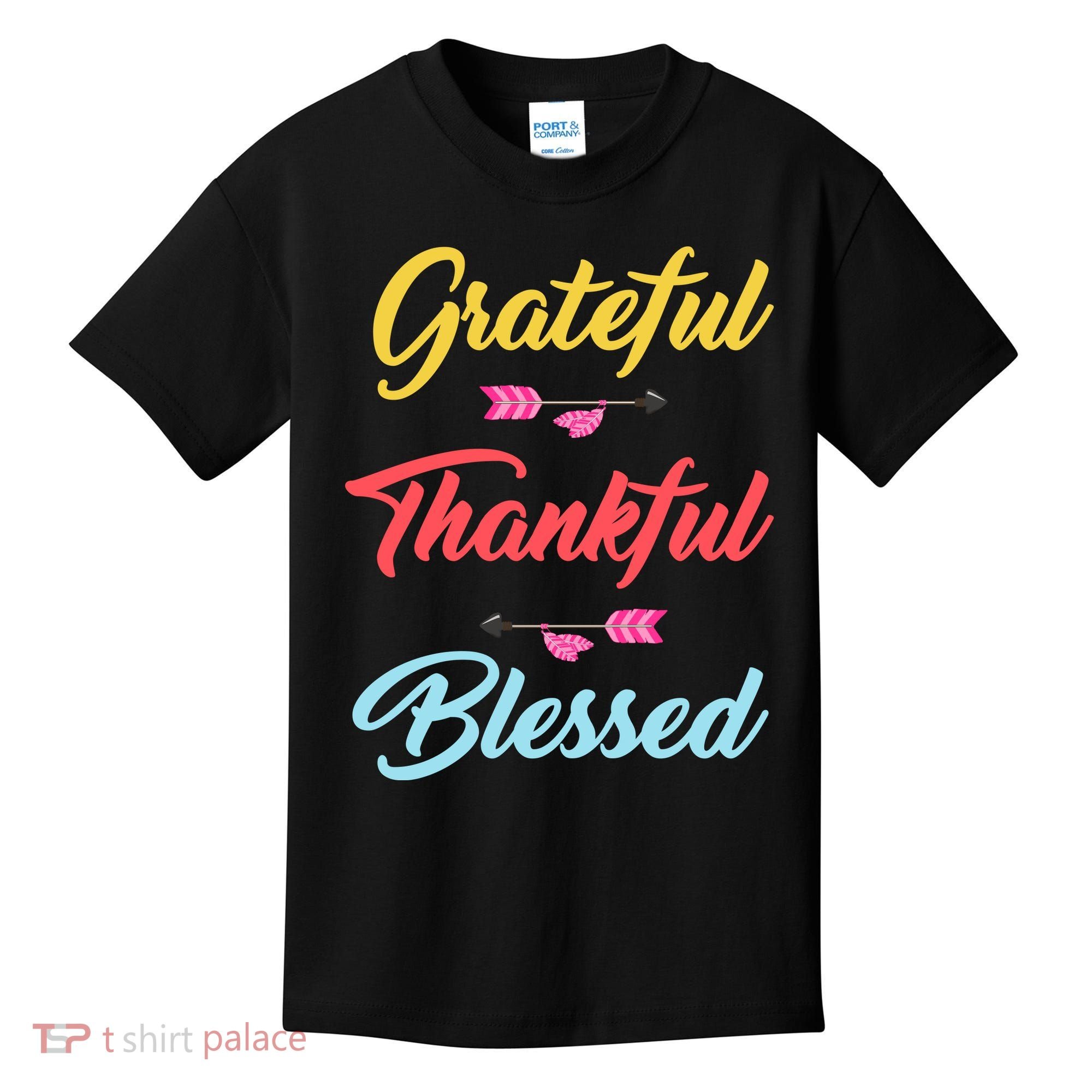 Grateful Thankful Blessed Kids T-Shirt