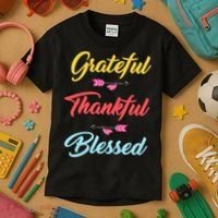 Grateful Thankful Blessed Kids T-Shirt thumb 3