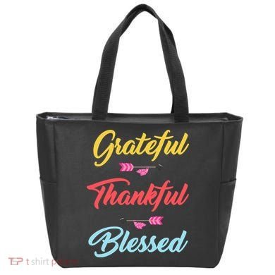 Grateful Thankful Blessed Tote Bag