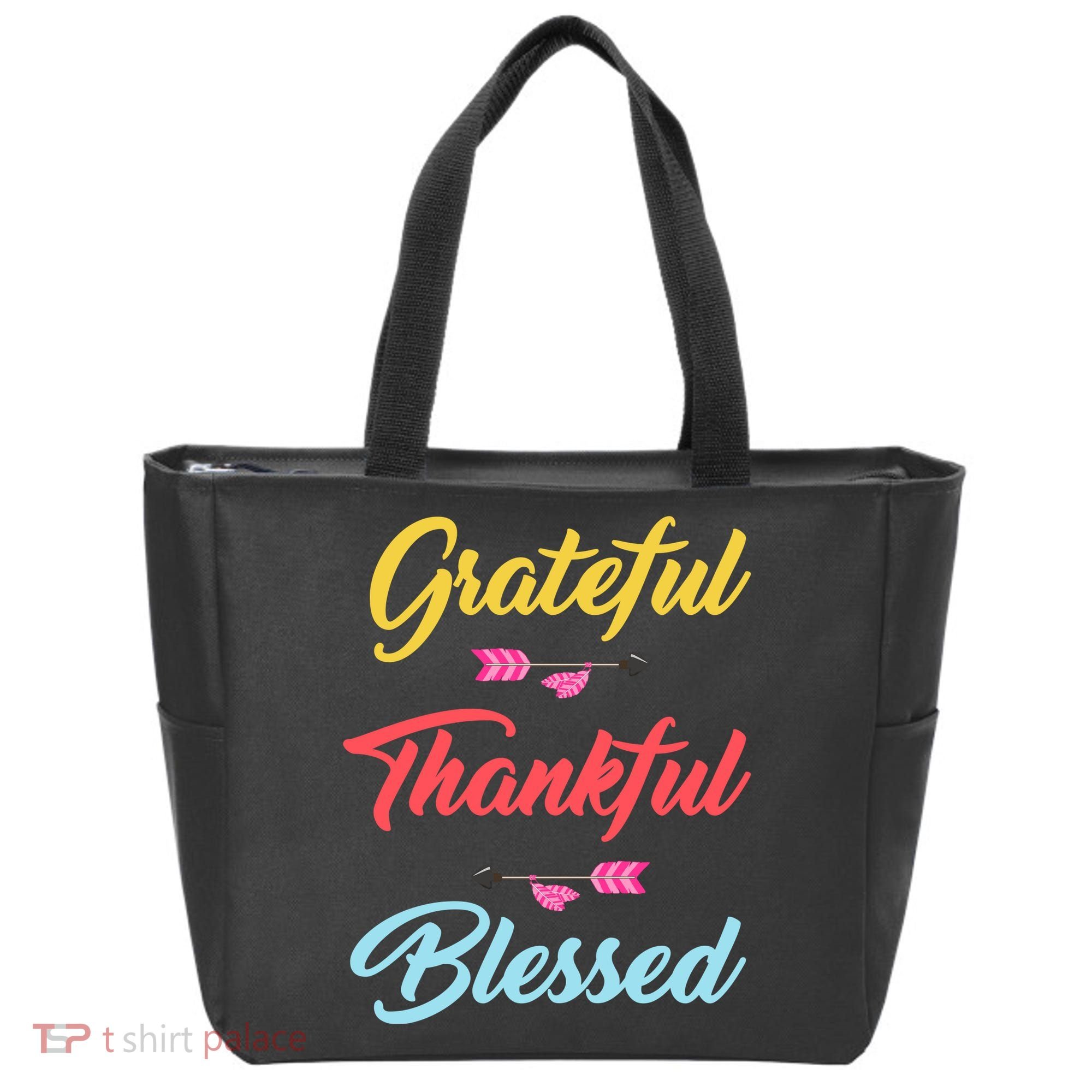 Grateful Thankful Blessed Tote Bag