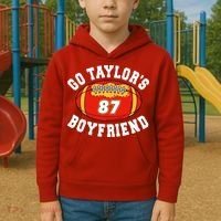 Go TaylorS Boyfriend I Just Here For Travis Kids Hoodie thumb 2