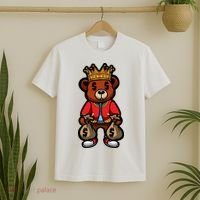 Gangster Teddy Bear King Money Bag Rich Savage Hip Hop Rap Rapper Cartoon T-Shirt thumb 2