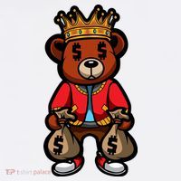 Gangster Teddy Bear King Money Bag Rich Savage Hip Hop Rap Rapper Cartoon T-Shirt thumb 7