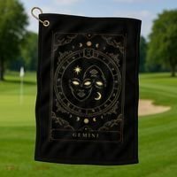 Gemini Tarot Card Zodiac Golf Towel thumb 1
