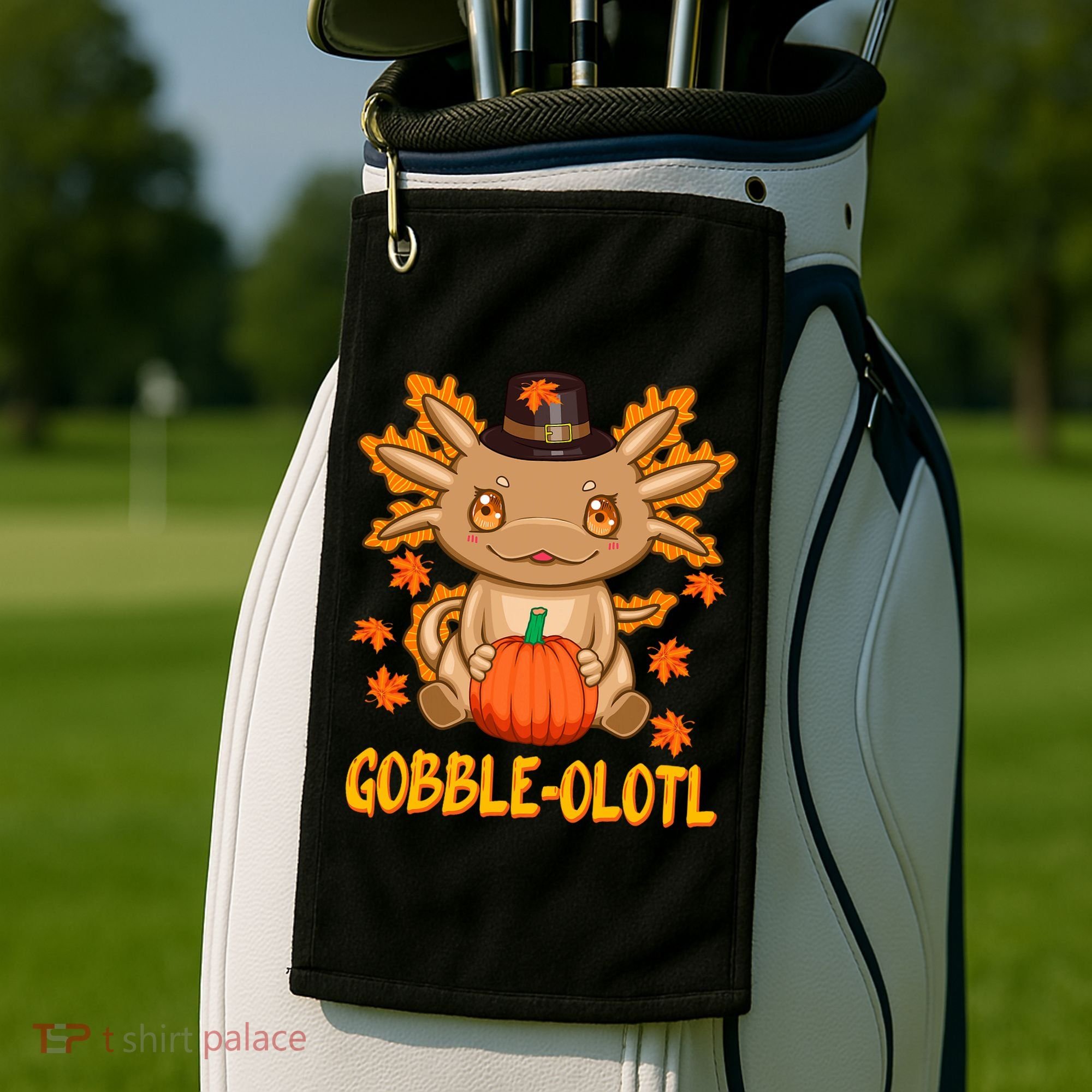Gobble-Olotl - The Cute Thanksgiving Axolotl Golf Towel