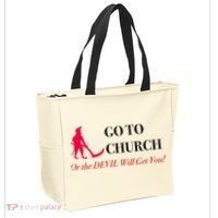 Go To Church Or The Devil Will Get You Meme Graphic Tote Bag thumb 2