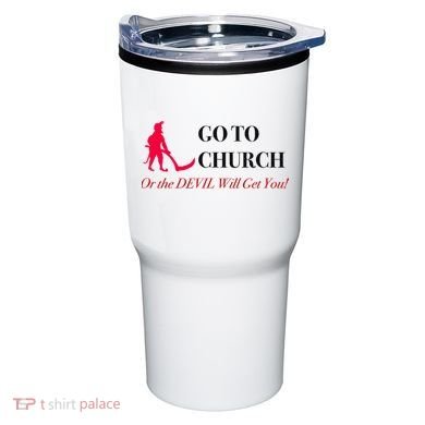 Go To Church Or The Devil Will Get You Meme Graphic Tumbler