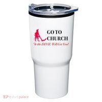 Go To Church Or The Devil Will Get You Meme Graphic Tumbler thumb 0