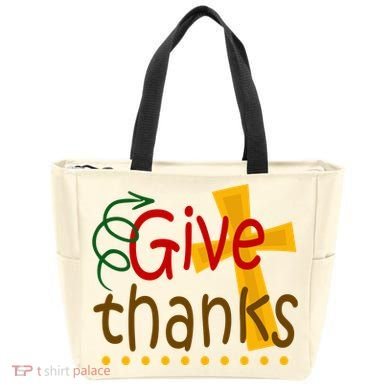 Give Thanks Cross Thanksgiving Tote Bag