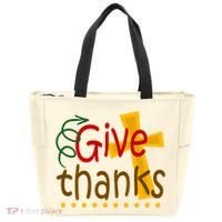 Give Thanks Cross Thanksgiving Tote Bag thumb 0