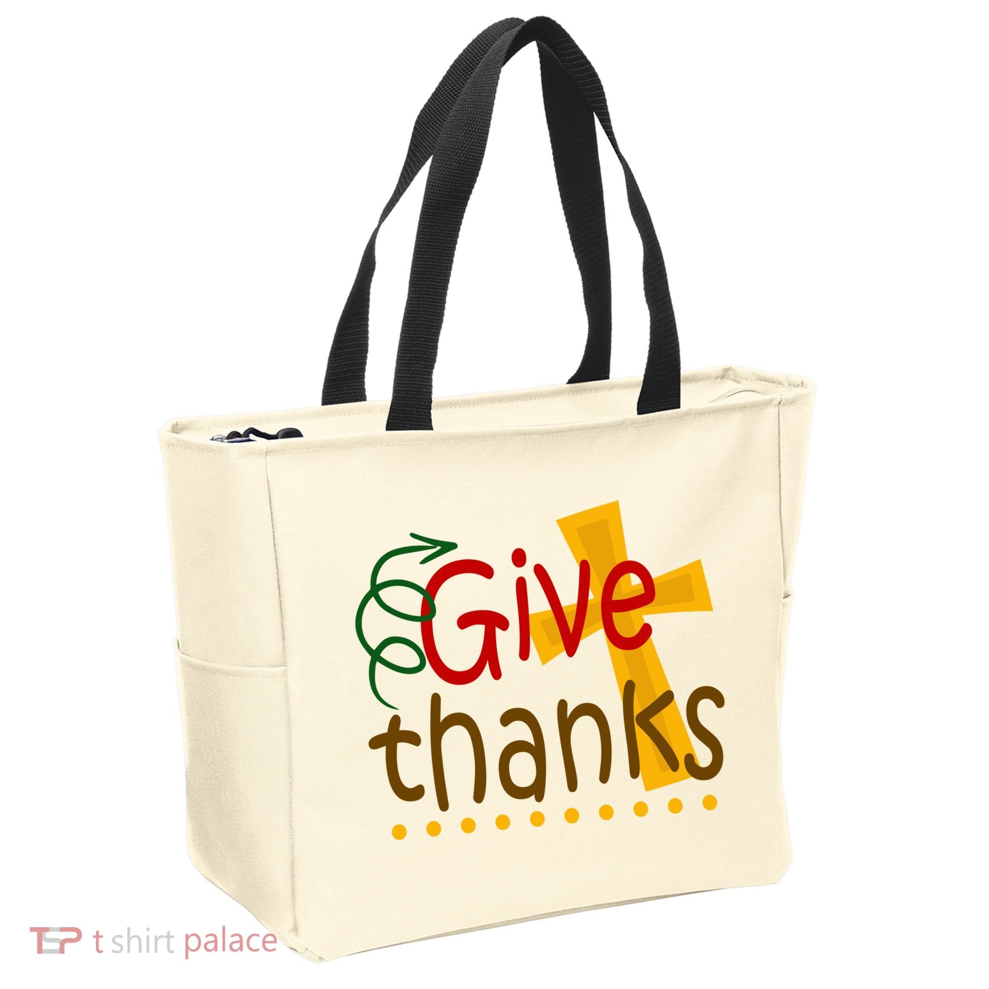 Give Thanks Cross Thanksgiving Tote Bag